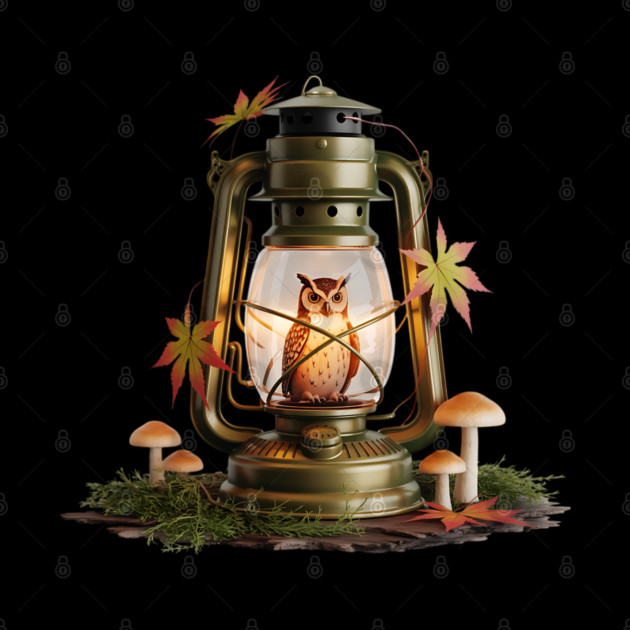 Autumn Owl in Vintage Lantern by BirdsnStuff