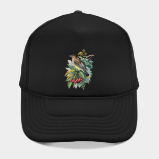 Cedar Waxwing with Berries and Leaves Hat