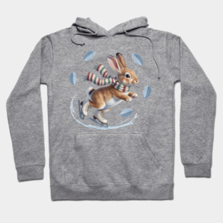 Ice Skating Bunny in Striped Scarf Hoodie
