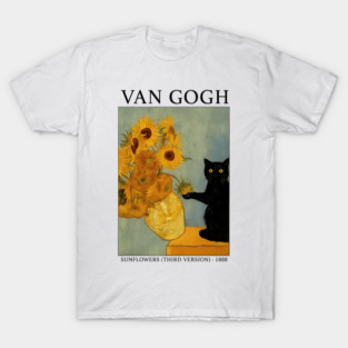 Van Gogh Cat with Sunflowers Parody T-Shirt