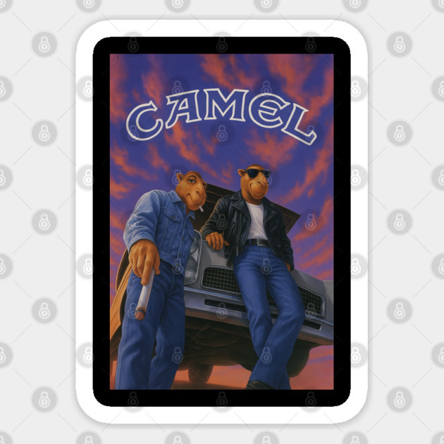 Joe Camel Sunset Cruisers Shirt Sticker by Shit Post Hero