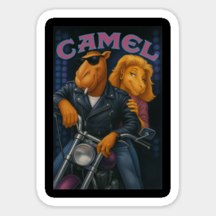 Joe Camel Biker Couple Night Out Shirt Sticker
