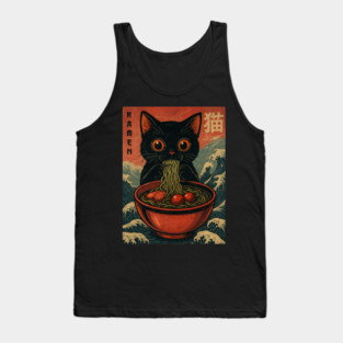 Ramen Cat Japanese Noodle Parody Tank Top