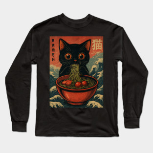 Ramen Cat Japanese Noodle Parody Long Sleeve T-Shirt