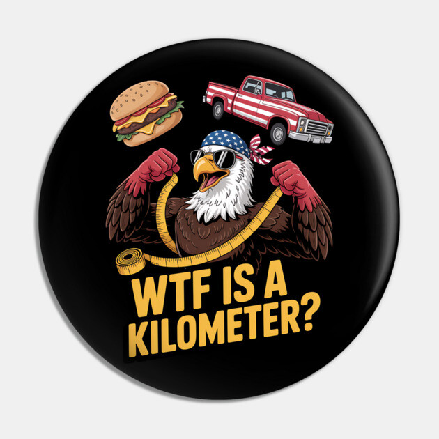 WTF Is A Kilometer Eagle Pin by Silly Me Studio