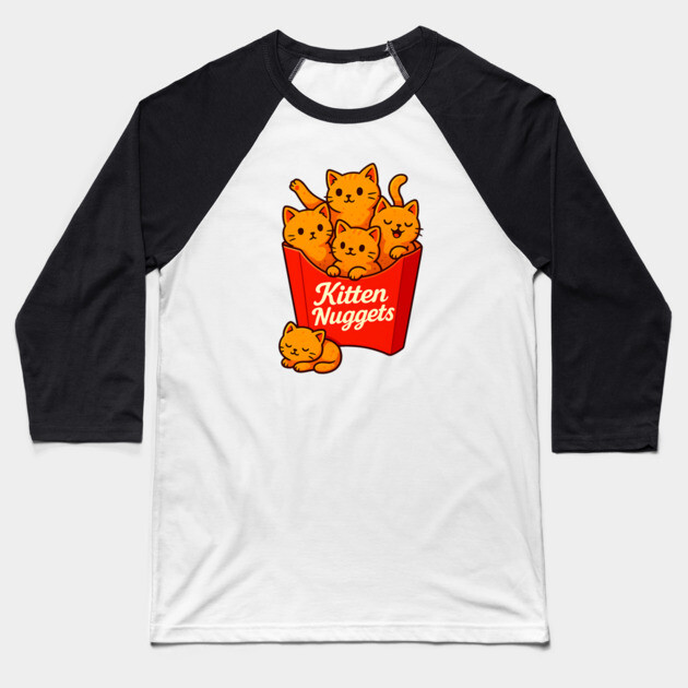 Kitten Nuggets Baseball T-Shirt by Silly Me Studio