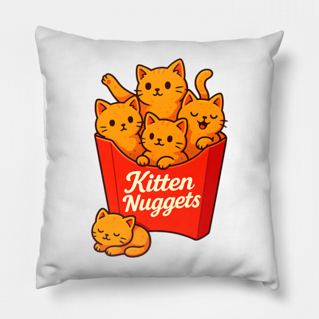 Kitten Nuggets Pillow by Silly Me Studio