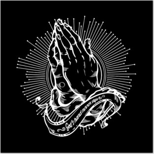 'God's Hands Never Slip' Religion Shirt Posters and Art