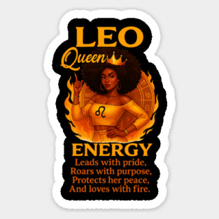Leo Queen Energy – Black Woman Zodiac Shirt Magnet
