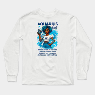 Aquarius Girl – Afro Cosmic Zodiac Long Sleeve T-Shirt