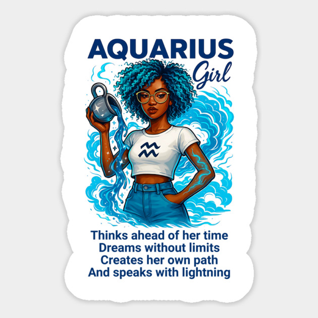 Aquarius Girl – Afro Cosmic Zodiac Magnet by UrbanLifeApparel