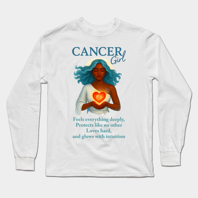Cancer Girl Magic – Intuitive Black Woman Zodiac Long Sleeve T-Shirt by UrbanLifeApparel