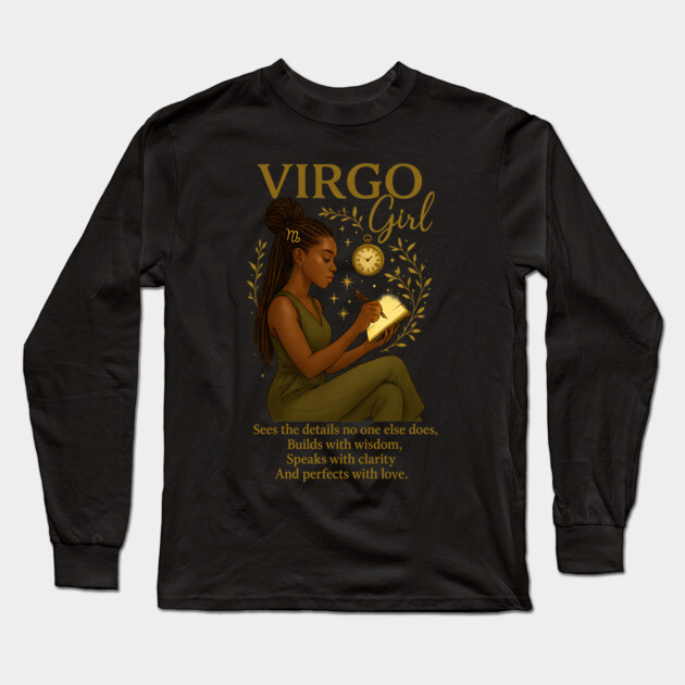 Virgo Girl – Focused Black Woman Long Sleeve T-Shirt by UrbanLifeApparel