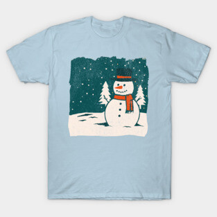 Vintage Snowman in a Winter Forest T-Shirt