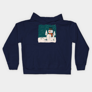 Vintage Snowman in a Winter Forest Kids Hoodie