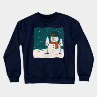 Vintage Snowman in a Winter Forest Crewneck Sweatshirt