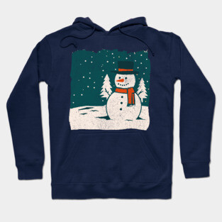 Vintage Snowman in a Winter Forest Hoodie
