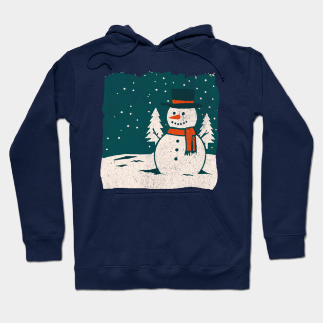 Vintage Snowman in a Winter Forest Hoodie by DonWillisJrArt