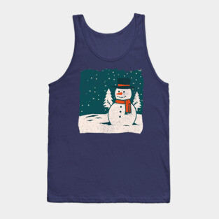 Vintage Snowman in a Winter Forest Tank Top