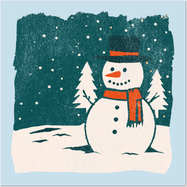 Vintage Snowman in a Winter Forest Wall Art by DonWillisJrArt