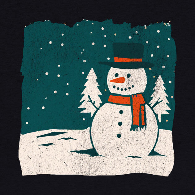 Vintage Snowman in a Winter Forest by DonWillisJrArt