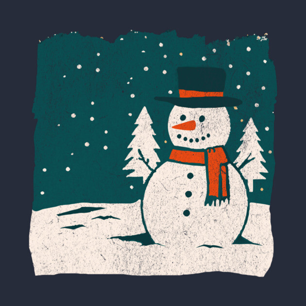 Vintage Snowman in a Winter Forest by DonWillisJrArt