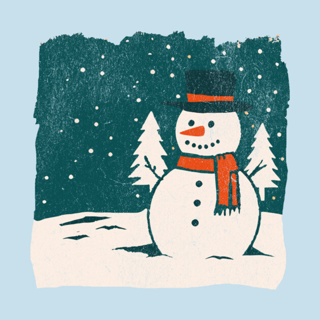 Vintage Snowman in a Winter Forest by DonWillisJrArt