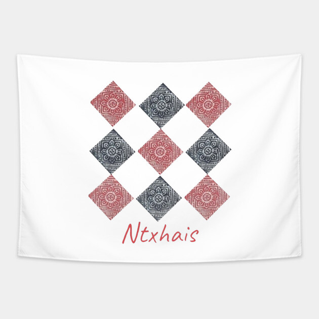 Ntxhais – Blossoming Hmong Beauty in Pattern Tapestry by Pimcolle