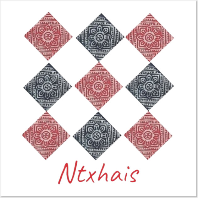 Ntxhais – Blossoming Hmong Beauty in Pattern Wall Art by Pimcolle