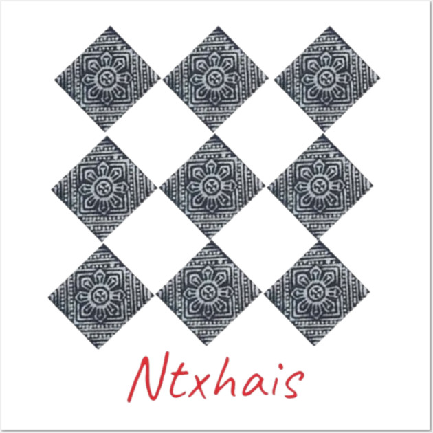 Ntxhais – Blossoming Hmong Beauty in Pattern Wall Art by Pimcolle