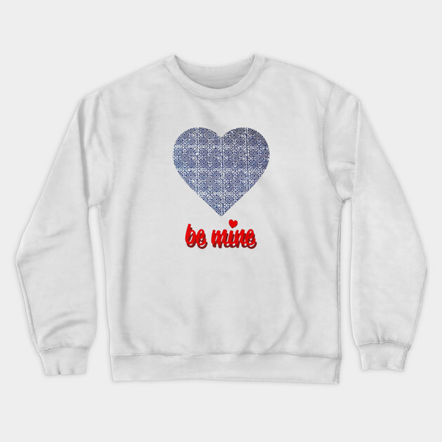 Be Mine – Indigo Heart with Hmong Spirit Crewneck Sweatshirt by Pimcolle