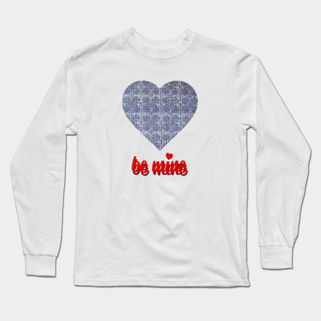 Be Mine – Indigo Heart with Hmong Spirit Long Sleeve T-Shirt by Pimcolle