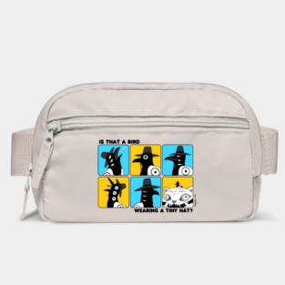 Is that a bird wearing a tiny hat? Bag