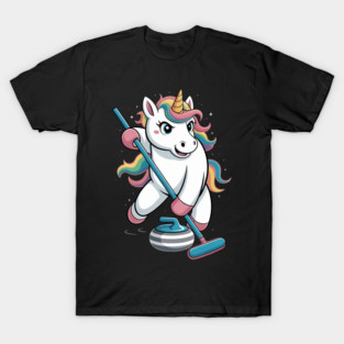 Funny Unicorn Curling Player T-Shirt
