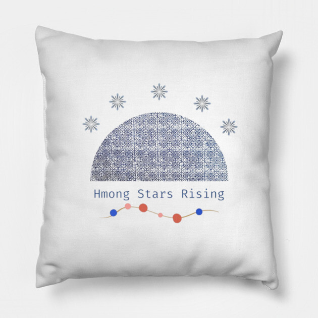 Hmong Stars Rising – Tribal Dreams Beneath the Sky Pillow by Pimcolle