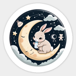 Moon Milk & Magic Bunny – Celestial Baby Design | Boho Nursery Art & Gift Print Sticker