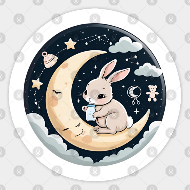 Moon Milk & Magic Bunny – Celestial Baby Design | Boho Nursery Art & Gift Print Sticker by Anne Lee