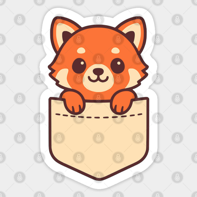 Cute Red Panda Pocket Pal Funny Forest Animal Art Sticker by Yesteeyear