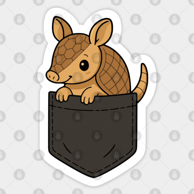 Funny Cute Armadillo Pocket Animal Lover Texas Humor Sticker by Yesteeyear