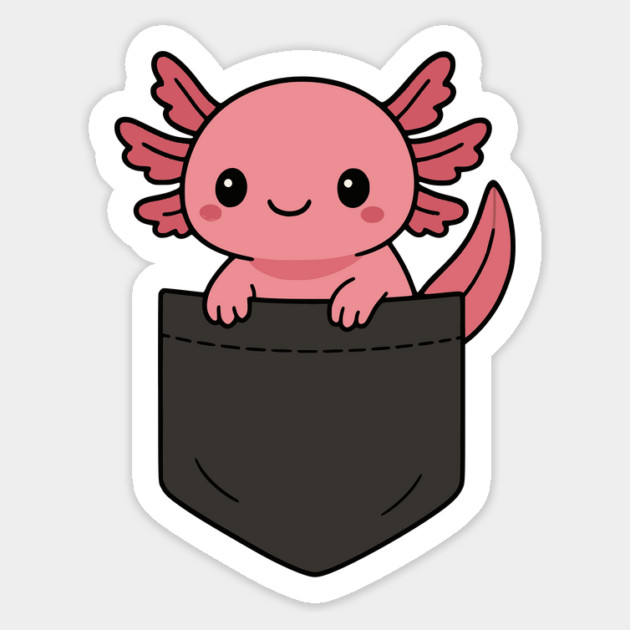 Cute Axolotl Pocket Pal Funny Kawaii Amphibian Art Magnet by Yesteeyear