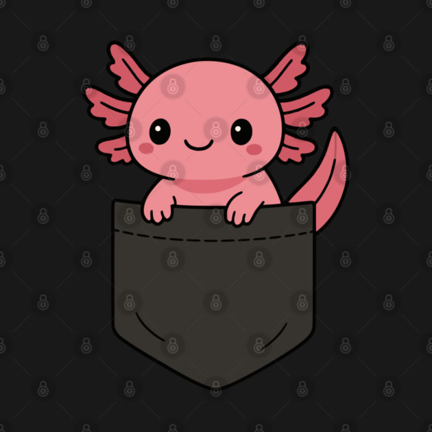 Cute Axolotl Pocket Pal Funny Kawaii Amphibian Art by Yesteeyear