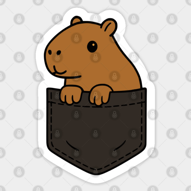 Funny Capybara Pocket Pal Cute Chill Animal Capybara Vibes Sticker by Yesteeyear