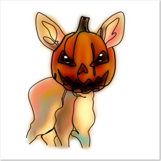Deer with Jack-o’-Lantern Hat – Cute Halloween Animal Design Posters and Art