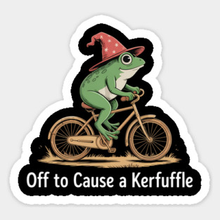 Off To Cause A Kerfuffle Frog Funny Frog Meme Sticker