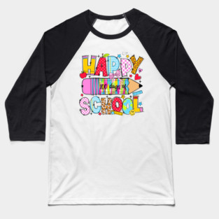Happy 100 Days of School Teacher Student Doodle Art Baseball T-Shirt