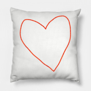 Red Heart Line Drawing for Valentines Day Pillow