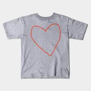 Red Heart Line Drawing for Valentines Day Kids T-Shirt