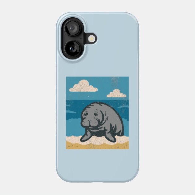 Beachside Manatee – Cute Cartoon Sea Cow Illustration Phone Case by DonWillisJrArt