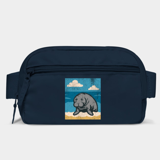 Beachside Manatee – Cute Cartoon Sea Cow Illustration by DonWillisJrArt