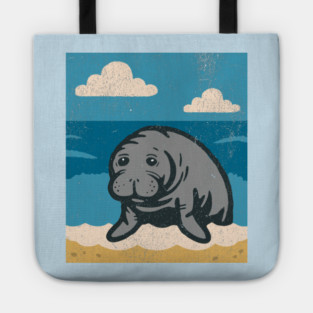 Beachside Manatee – Cute Cartoon Sea Cow Illustration Tote